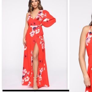 A Hand In Glory Floral Maxi Dress - Red
